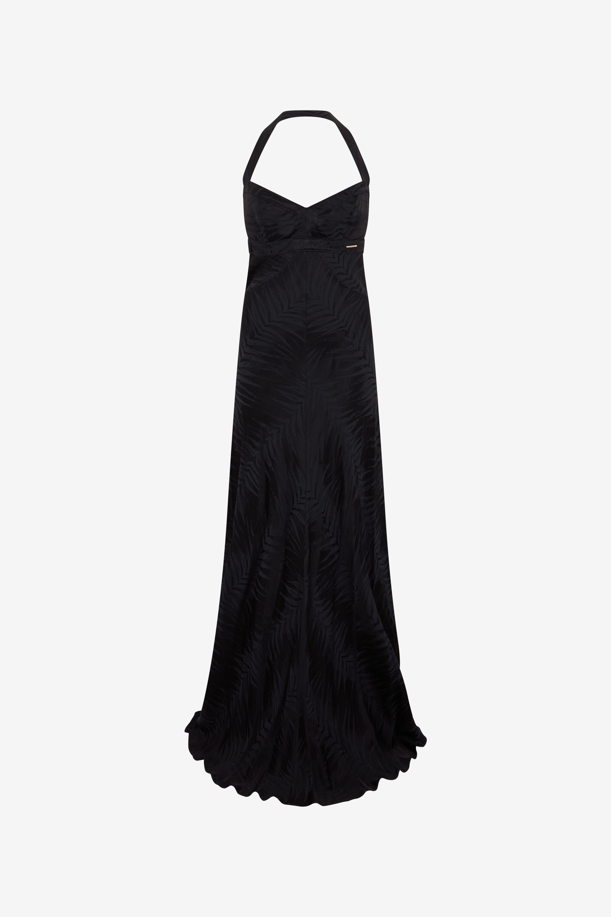 JC Black Maxi Dress With Tonal Natural Barb Pattern BLACK WFT299-WF697