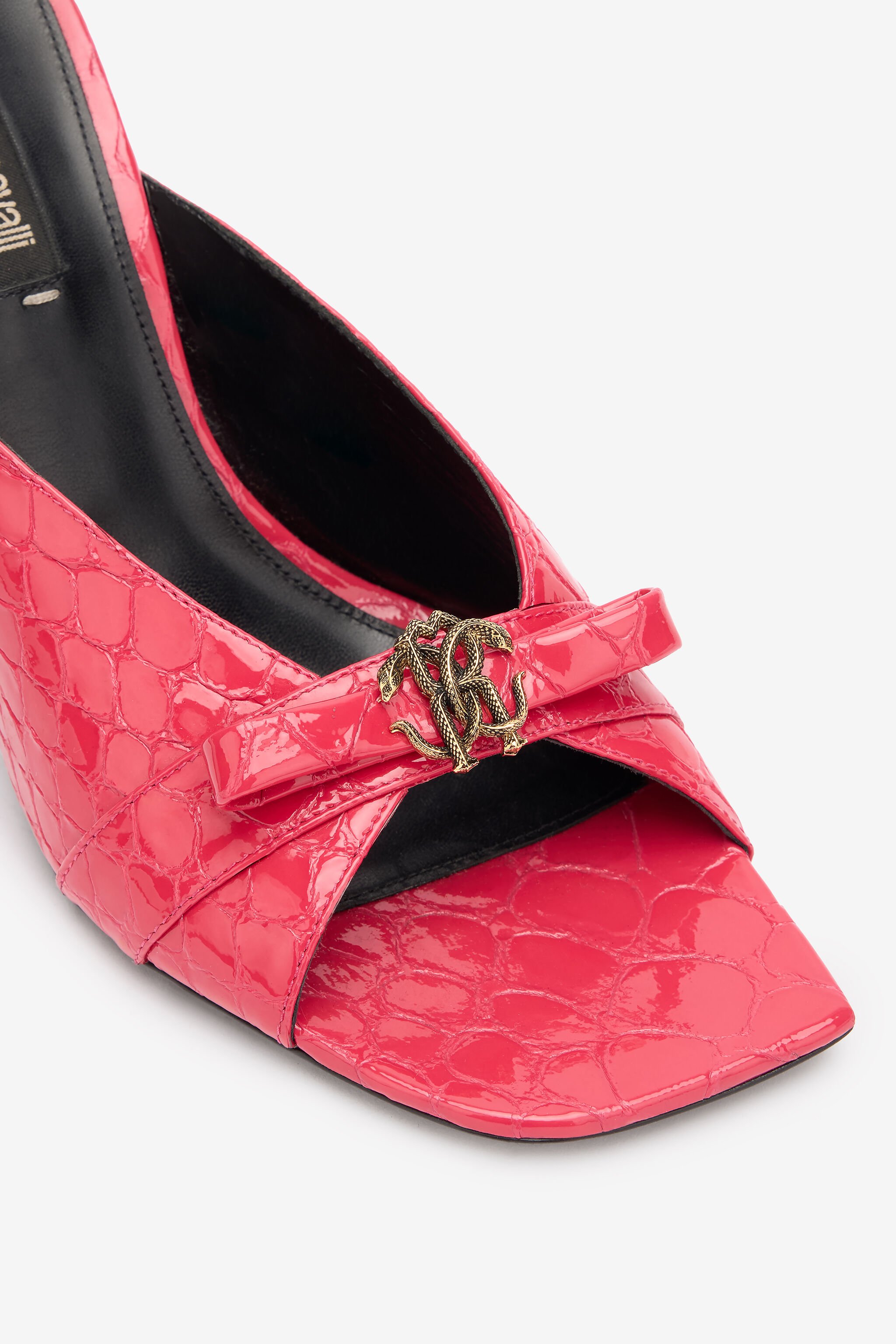 RC Mules mit Kroko-Effekt und Monogramm Mirror Snake Fuchsia UKS031-PZV97