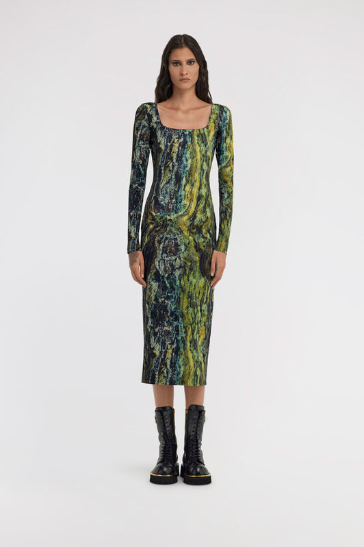 RC Marble print Dress Dunkelgrün TWT133-LNN20