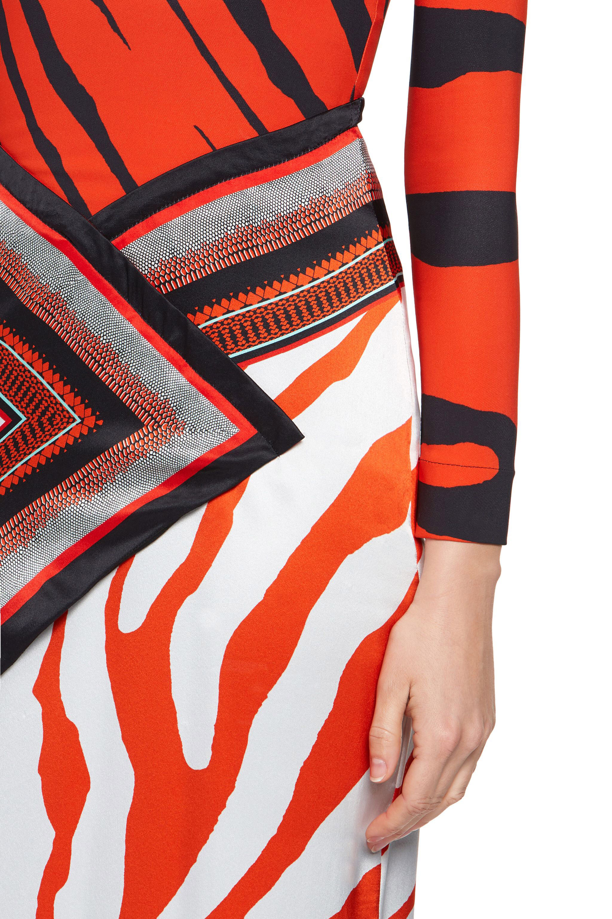 RC Animal foulard print silk dress CADMIUM/BLACK HQT121-SZM15
