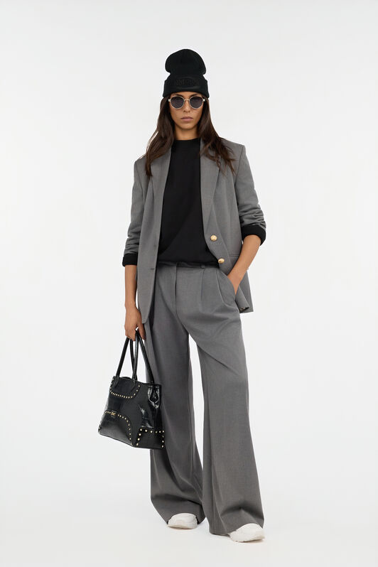 JC Pantaloni Ampi Pieghettati Grigi JC Pantaloni Ampi Pieghettati Grigi GRIGIO MELANGE VFT148-VF227