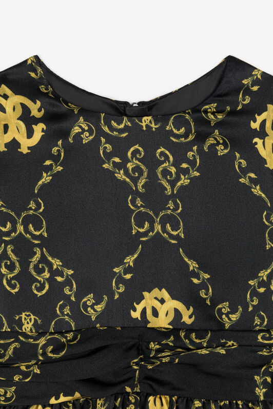 JU Baroque-Print Silk Dress Black RJT114-2NG84