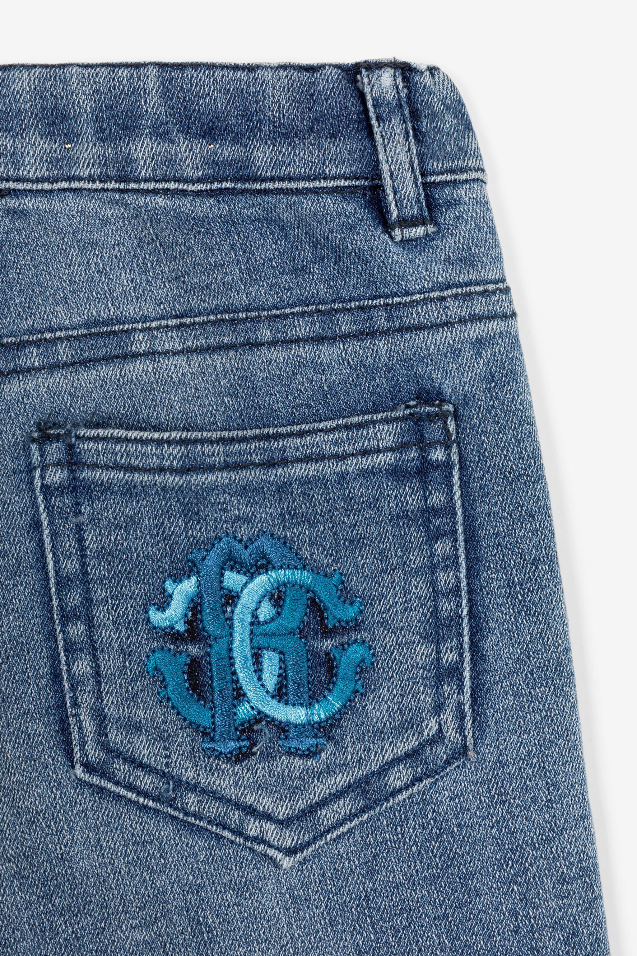 JU Shorts in denim con Monogram RC Blu scuro RJJ200-DS015
