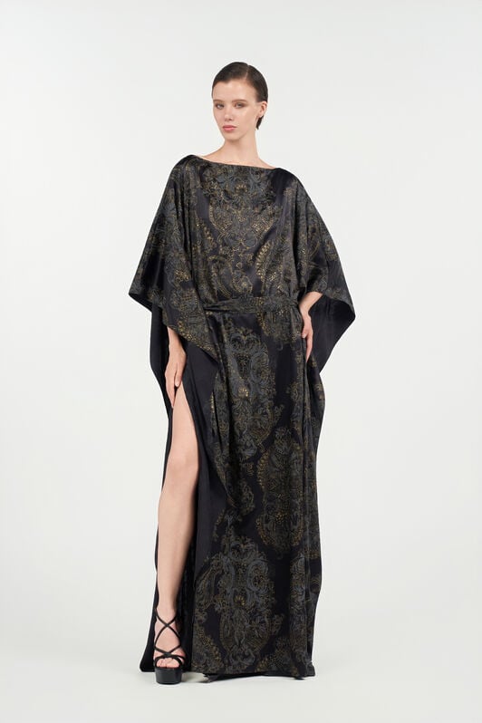 RC Ornamental Black Print Dress BLACK WKT180-SZR36