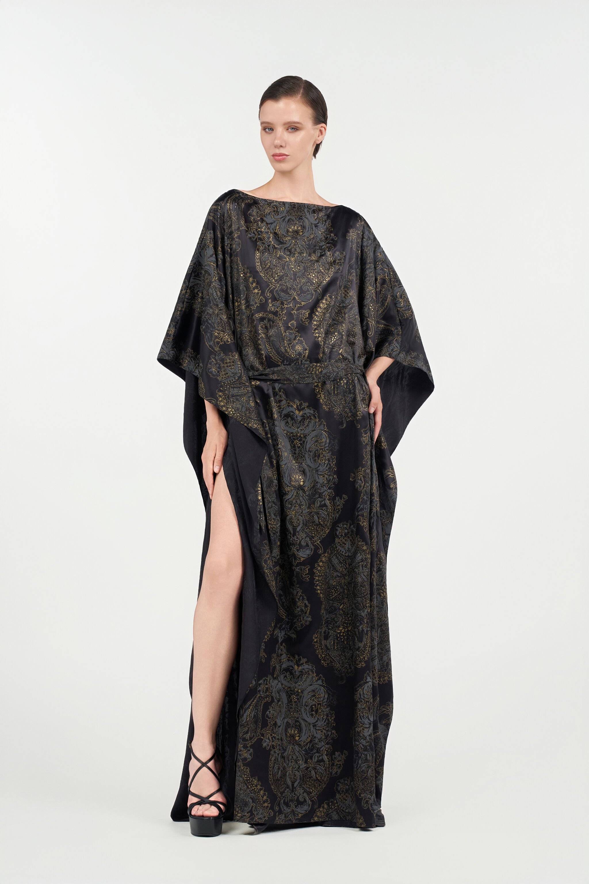 RC Ornamental Black Print Dress BLACK WKT180-SZR36