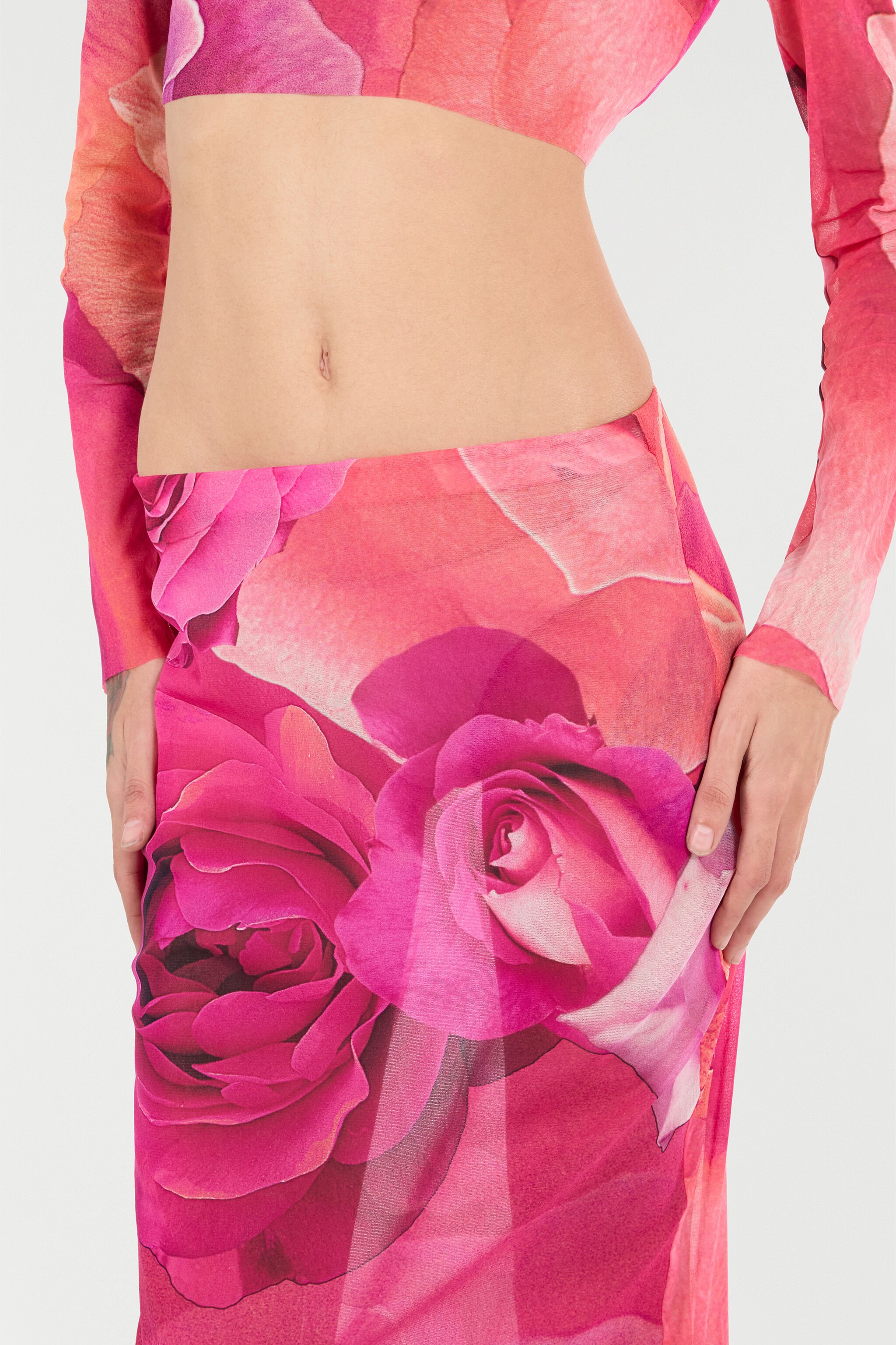 RC Rose Print Top And Skirt Set Fuchsia UKT13A-6HN48