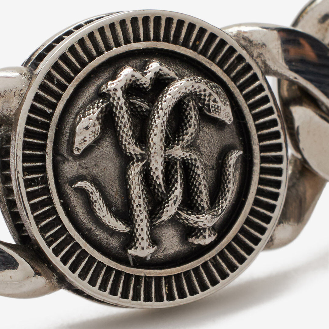 Leather Bracelet With Mirror Snake Monogram in MARRONE/PALLADIO for Men |  Roberto Cavalli®