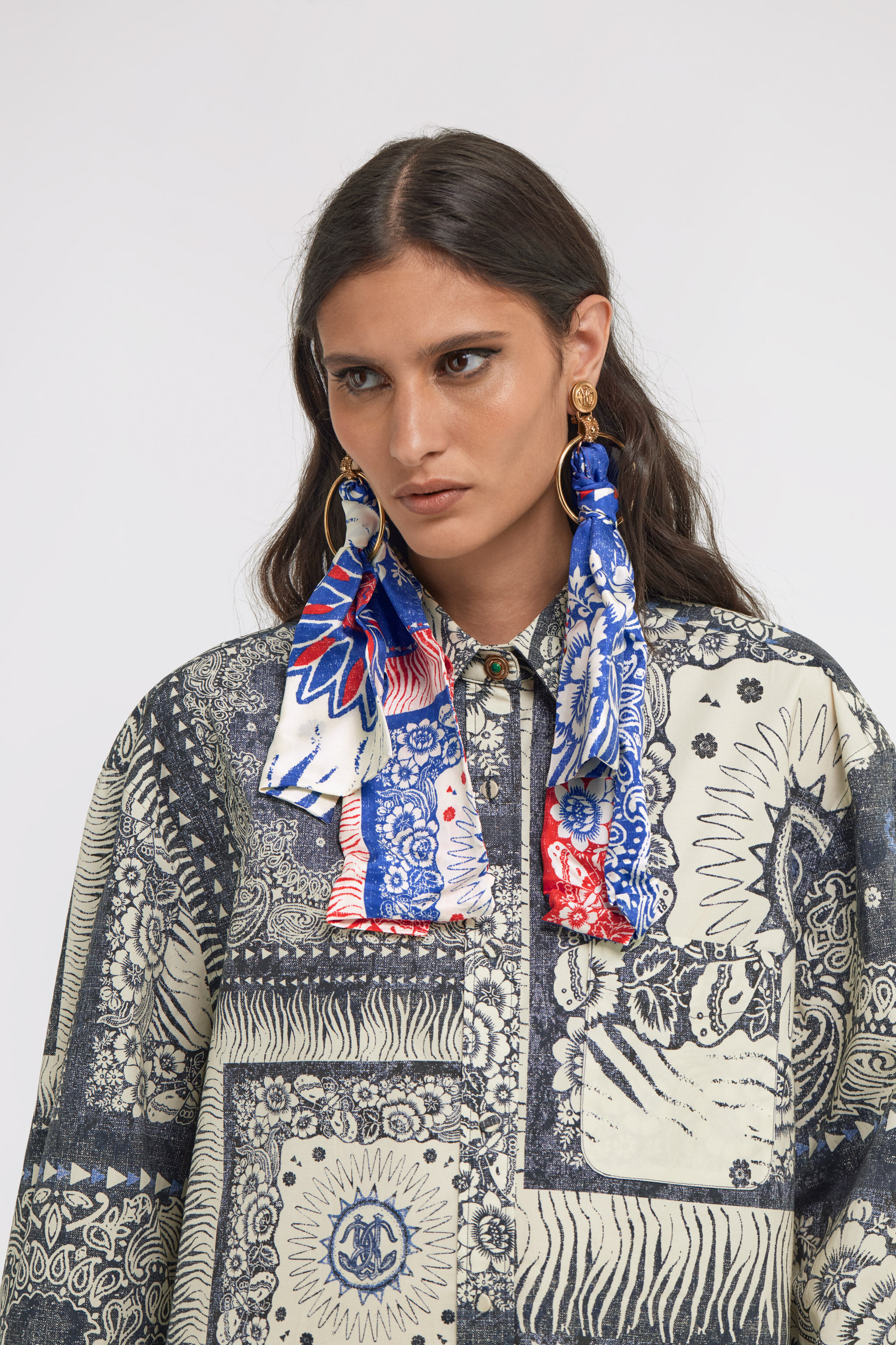 RC Bandana Print Earrings Blue TKG001-AM019