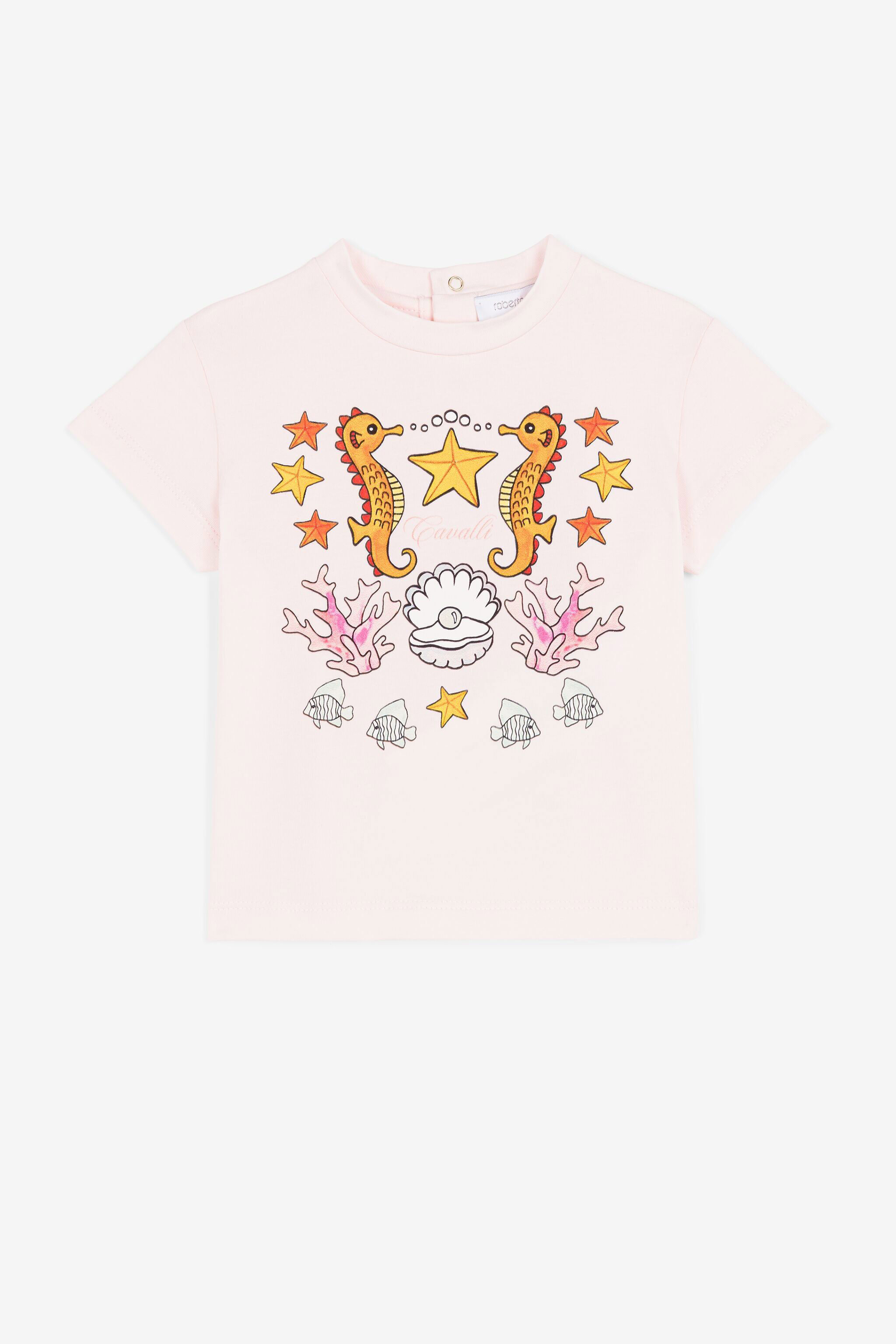JU Aquatic-print short-sleeved T-shirt Pink QJT654-JV025