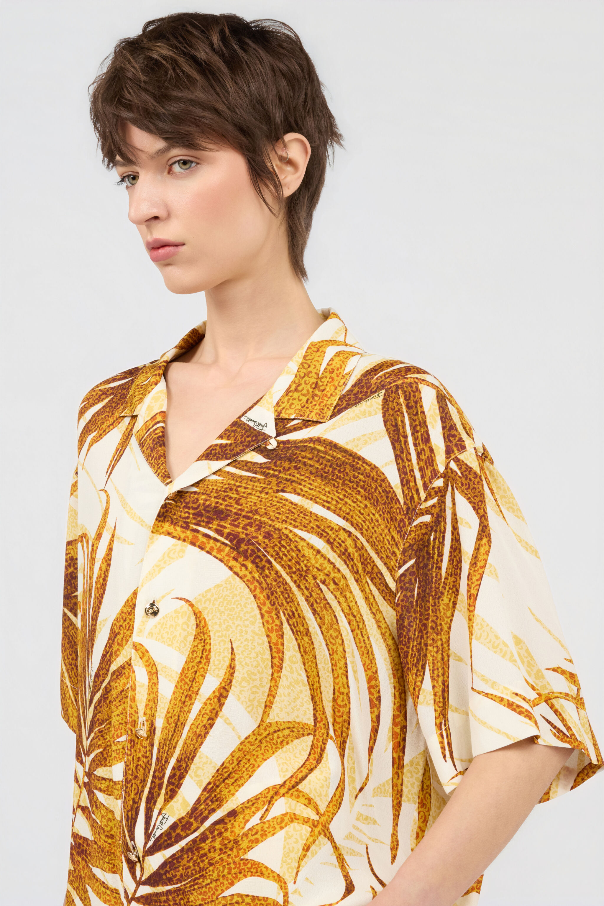 JC Golden Palm Print Shirt JC Golden Palm Print Shirt DAFFODIL WFT250-WF648