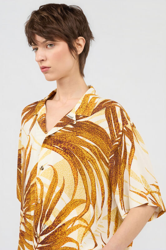 JC Golden Palm Print Shirt JC Golden Palm Print Shirt DAFFODIL WFT250-WF648