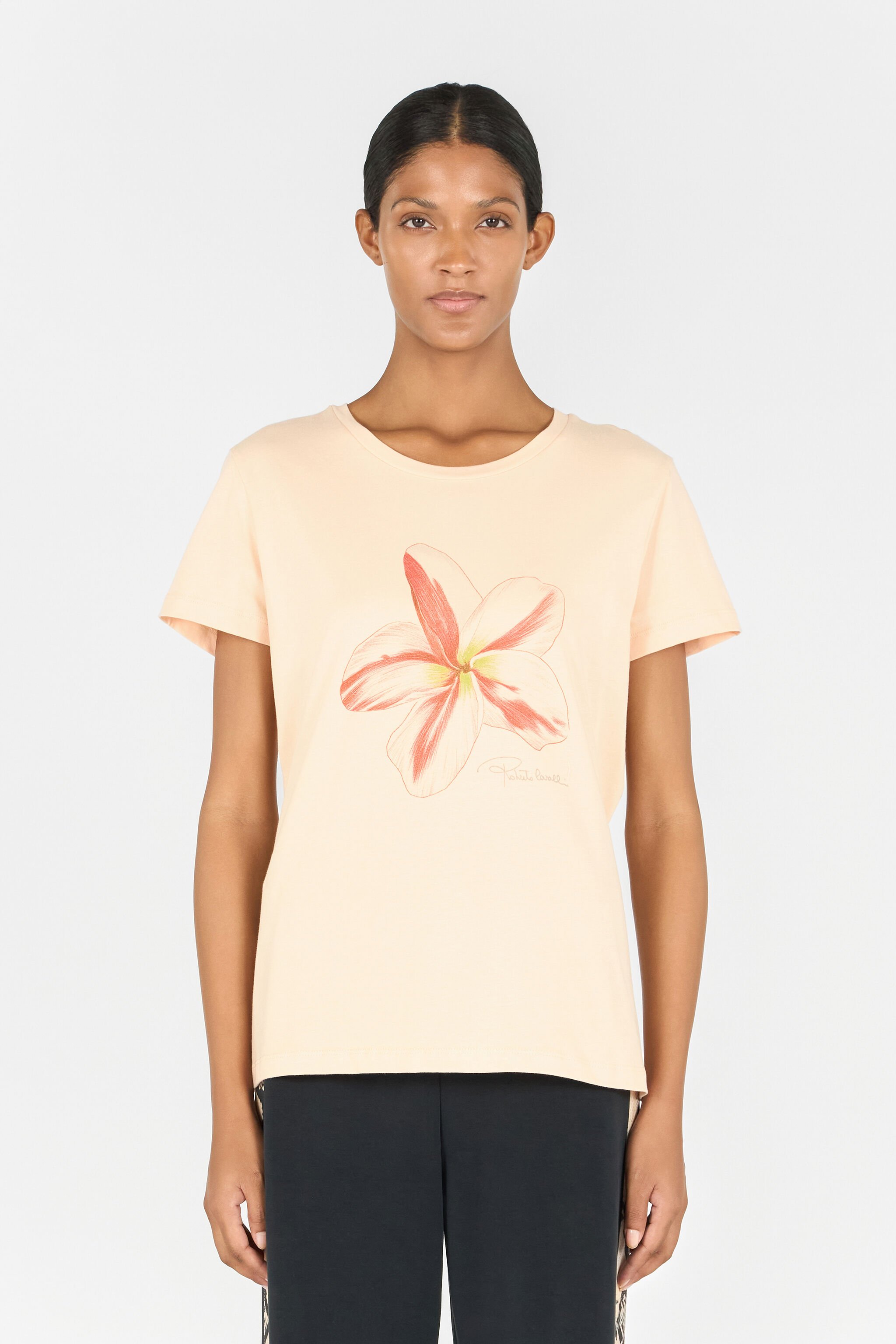 RC Flower print T-shirt Cream OOT60C-JD060