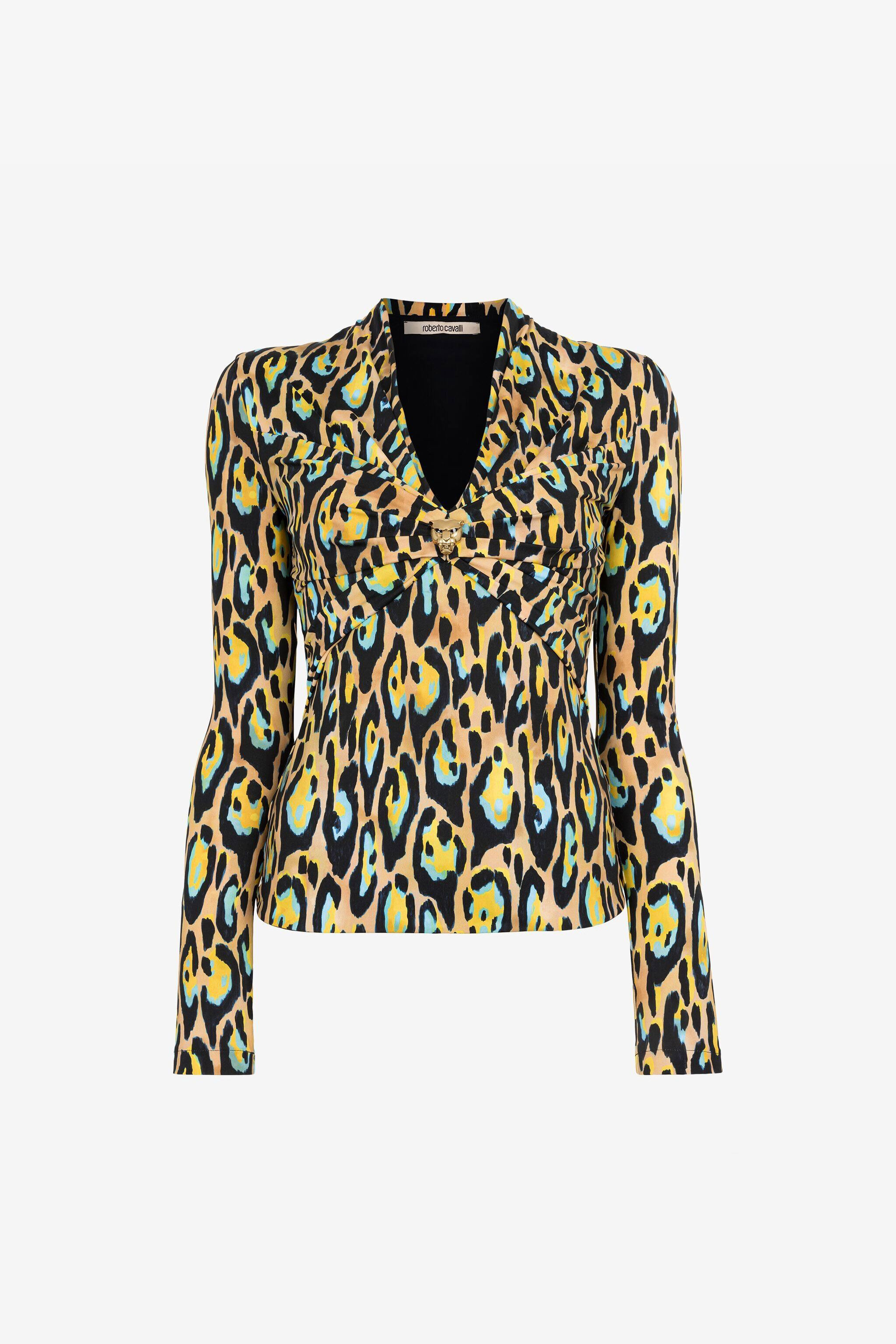 Yellow and black leopard print top best sale