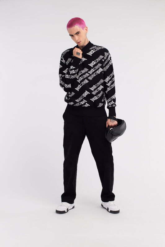 JC Just Cavalli Logo Jacquard Pullover Negro/Blanco RRM657-RR151