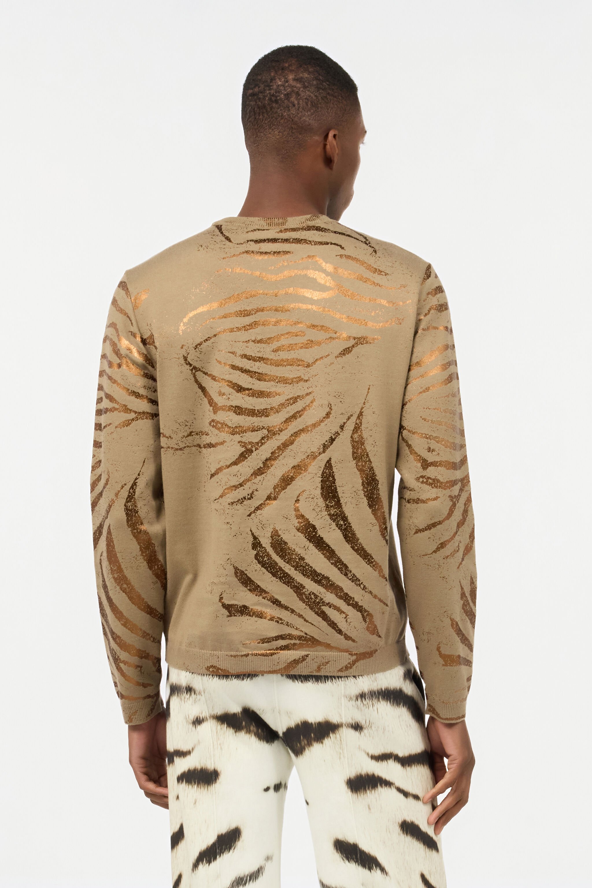 RC Maglia Con Motivo Tiger Skin Dorato Marrone chiaro URM609-MGC10