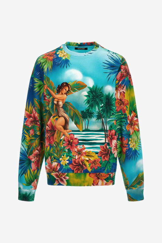 RC Hawaii print sweatshirt Light blue SRT68B-5OH10