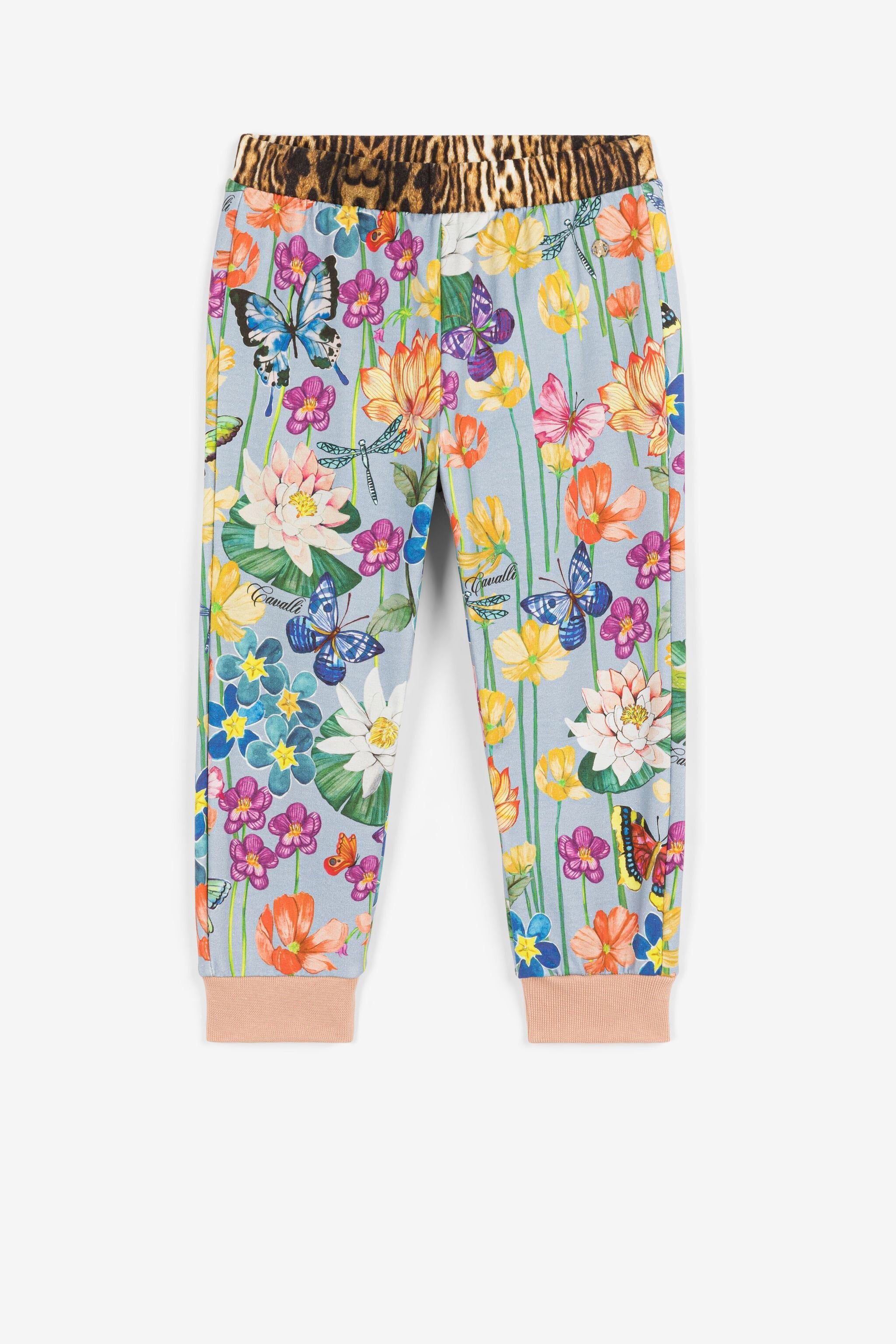 JU Jogginghose mit Blumendruck Hellblau PJT255-5OF11