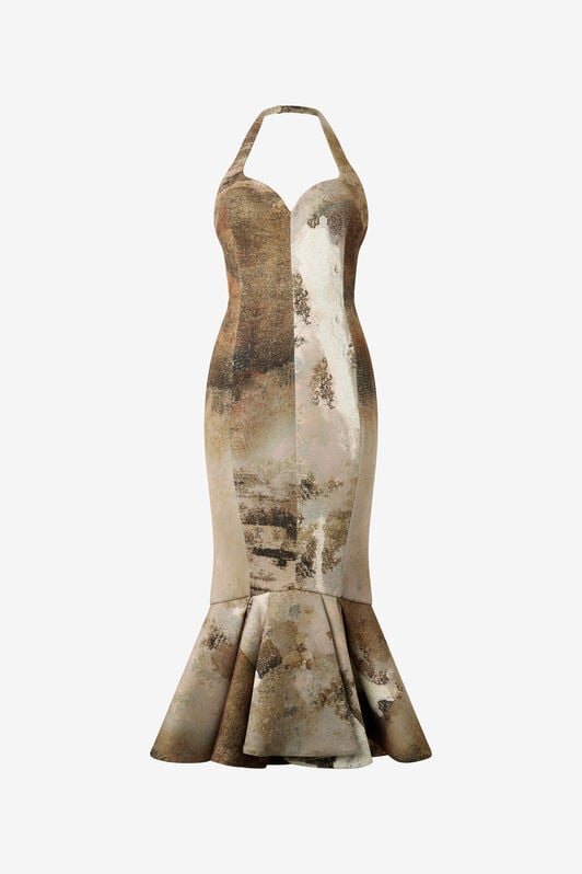 RC Beige Mermaid Dress With Marble Print RC Beige Mermaid Dress With Marble Print Light Brown VWT108-NVQ74