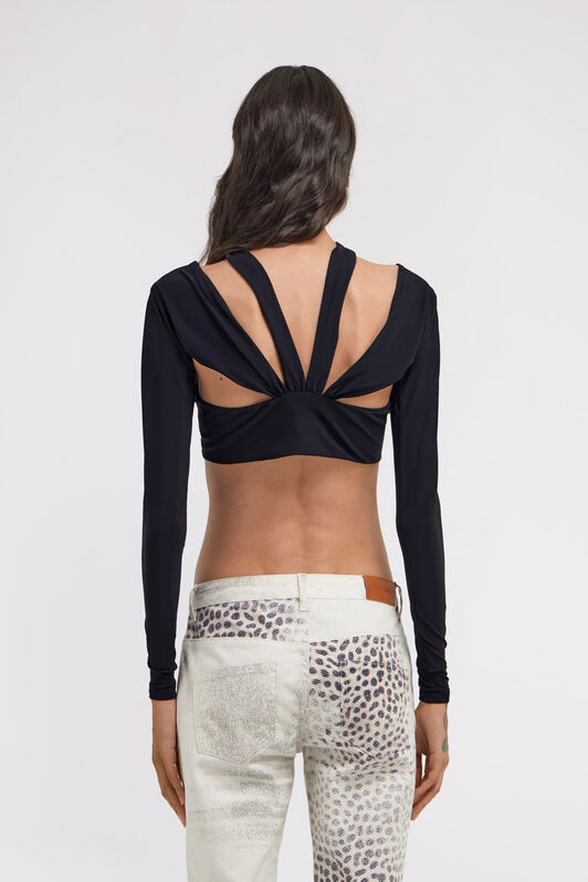 RC Langärmliges Crop-Top mit Cut-Outs Schwarz TKT68B-LL006
