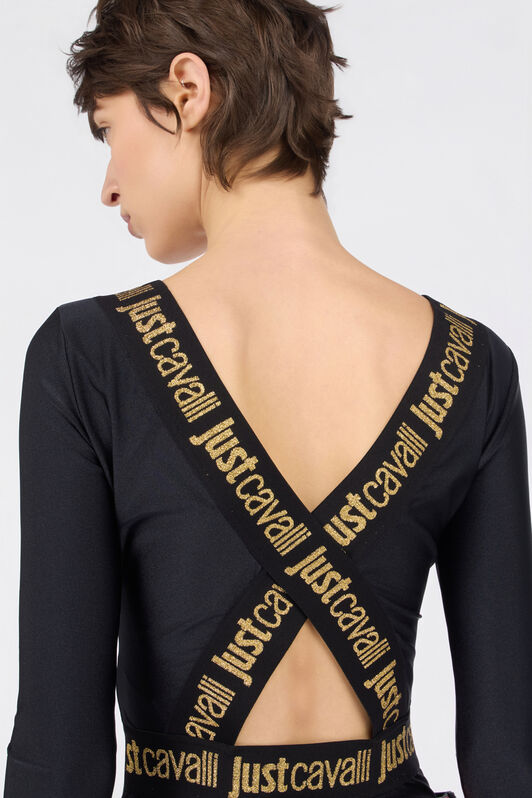 JC Black Fitted Bodysuit with Logo BLACK RKT921-RK428