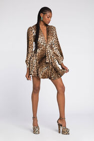 RC Leopard-Print Mini Dress Light Brown RKT131-SZH26