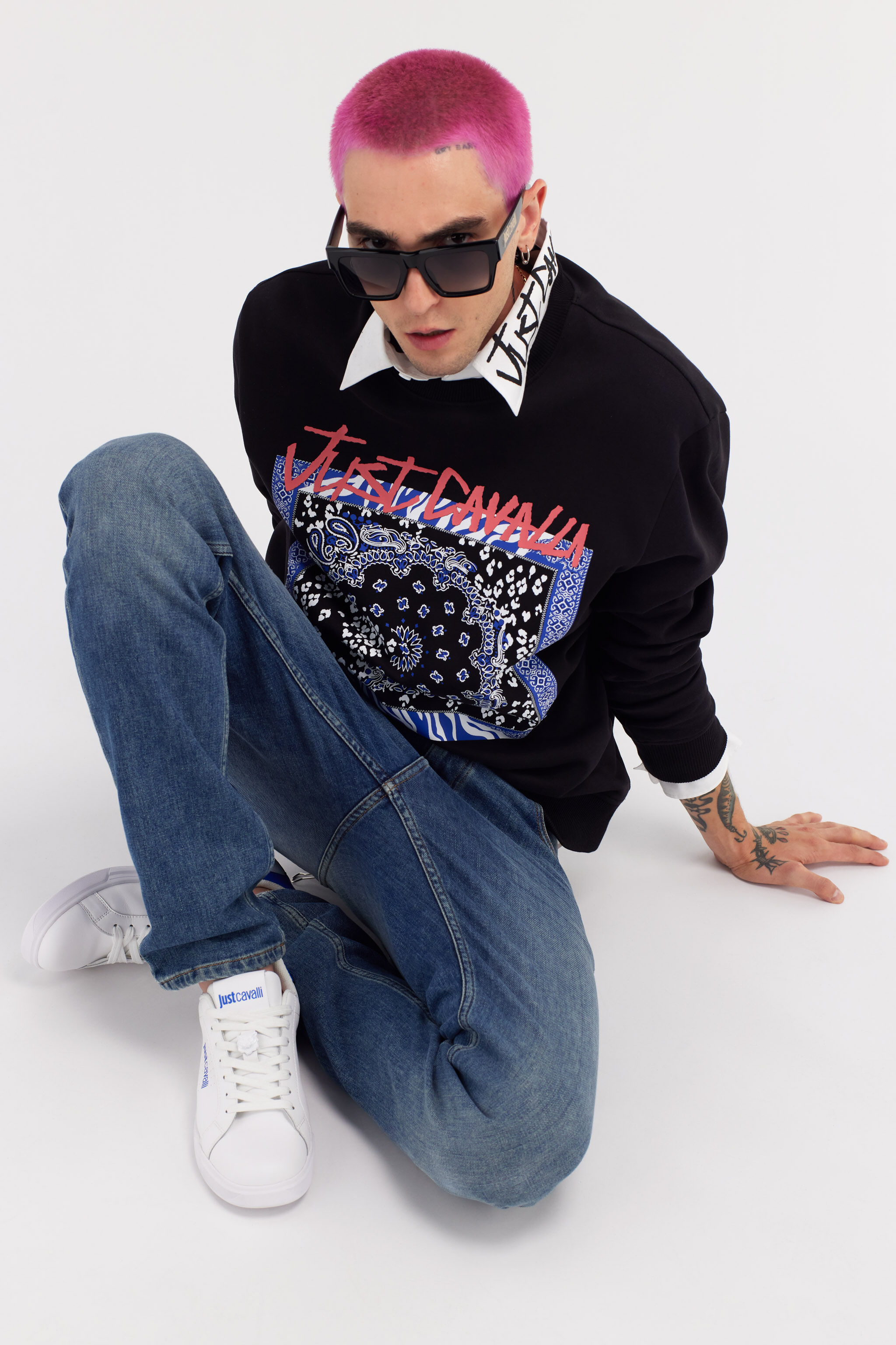 JC Just Cavalli Logo Sweatshirt Negro RRT963-RR225