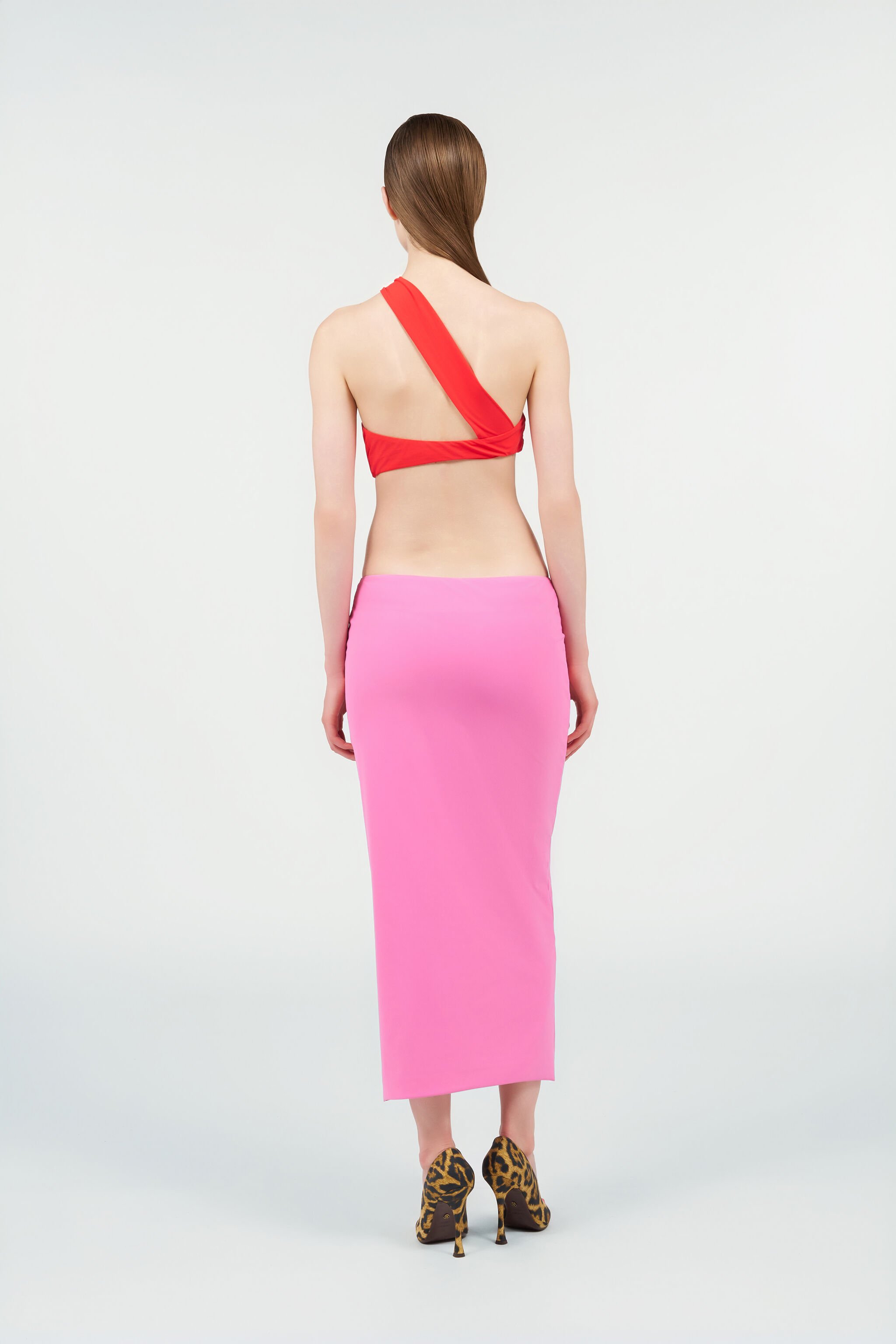 RC Long Asymmetric Dress with Jewel Detail PINK/RED WQW021-LL030