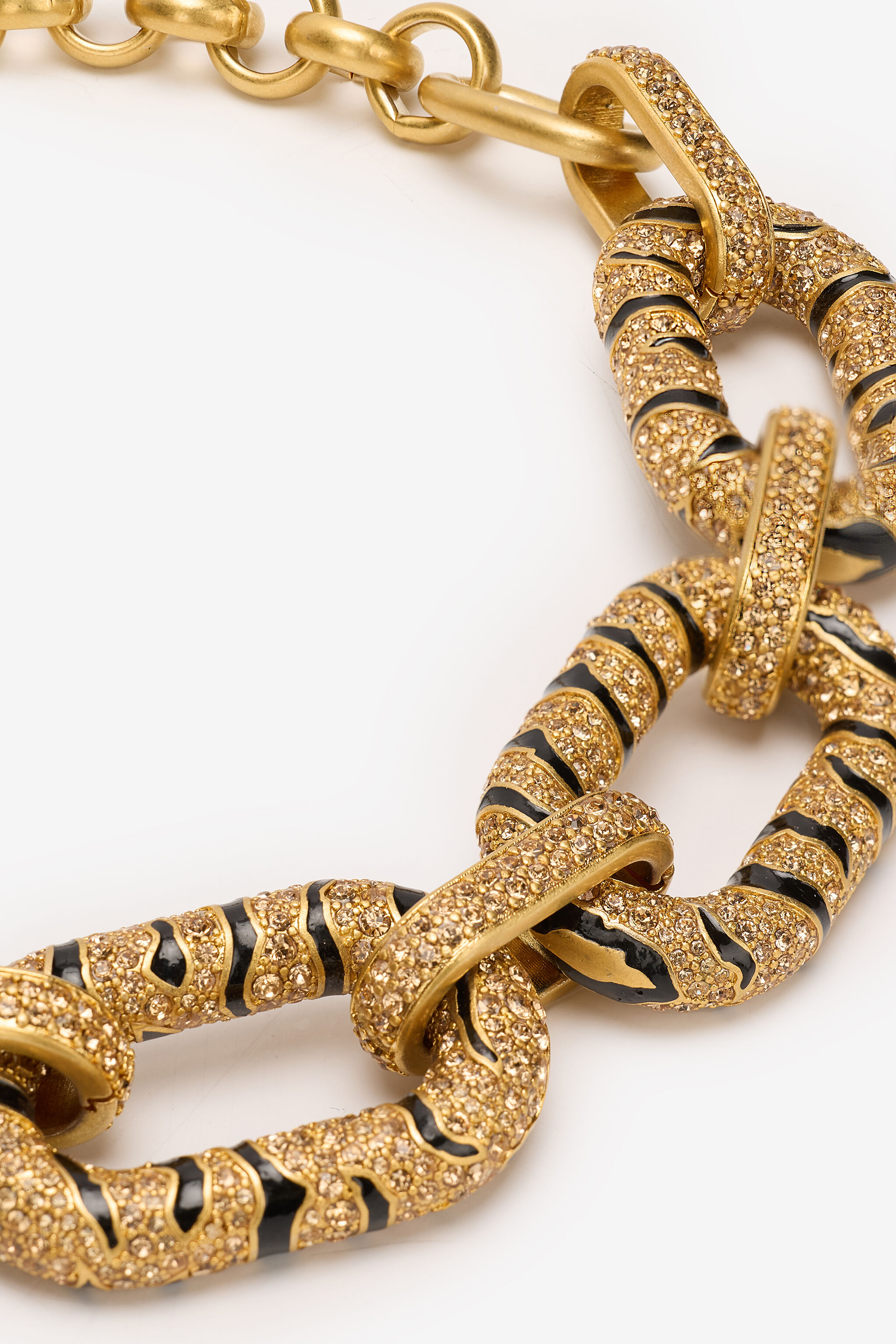 RC Chain Necklace with Crystals and Tiger Skin Design Gold VKG022-AM011
