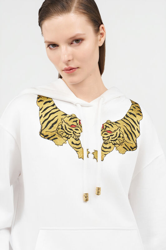 RC Sudadera con Capucha y Bordado de Tigre WHITE WQT67B-CF057