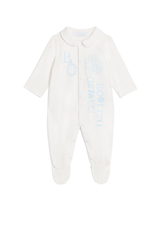 JU RC Monogram-Print Babygrow JU RC Monogram-Print Babygrow MILKY WHITE/BABY BLU MJT80E-JV025