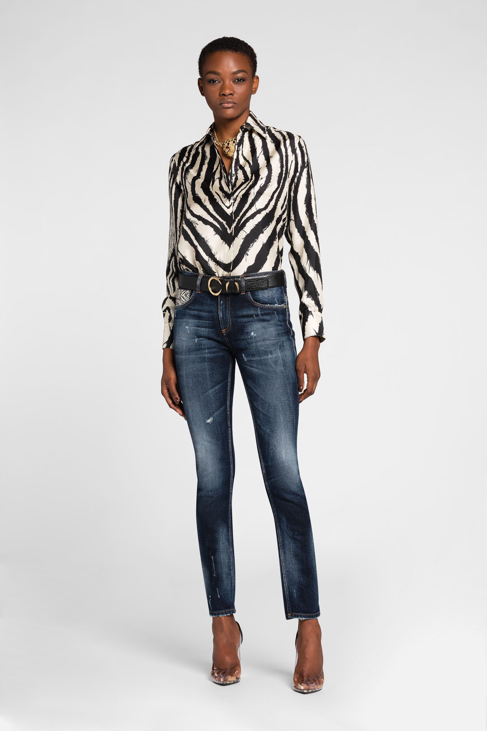 RC Jeans slim con applicazione Animalier Patchwork Blu scuro OQJ232-DS004