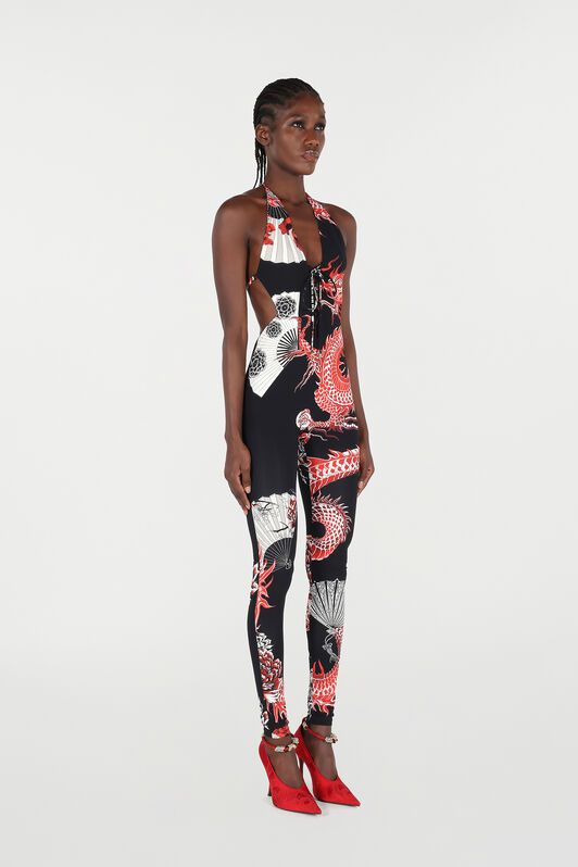 RC Jumpsuit with All-Over Dragon Print RC Jumpsuit with All-Over Dragon Print Black/Red VQT197-LNP75