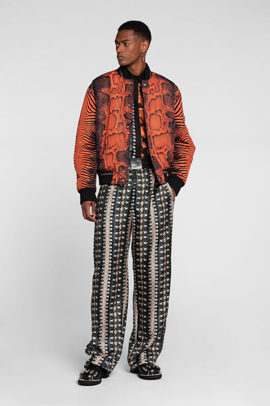 RC Flower Bondage-Print Silk Shirt ORANGE/BLACK PNT731-4QF24