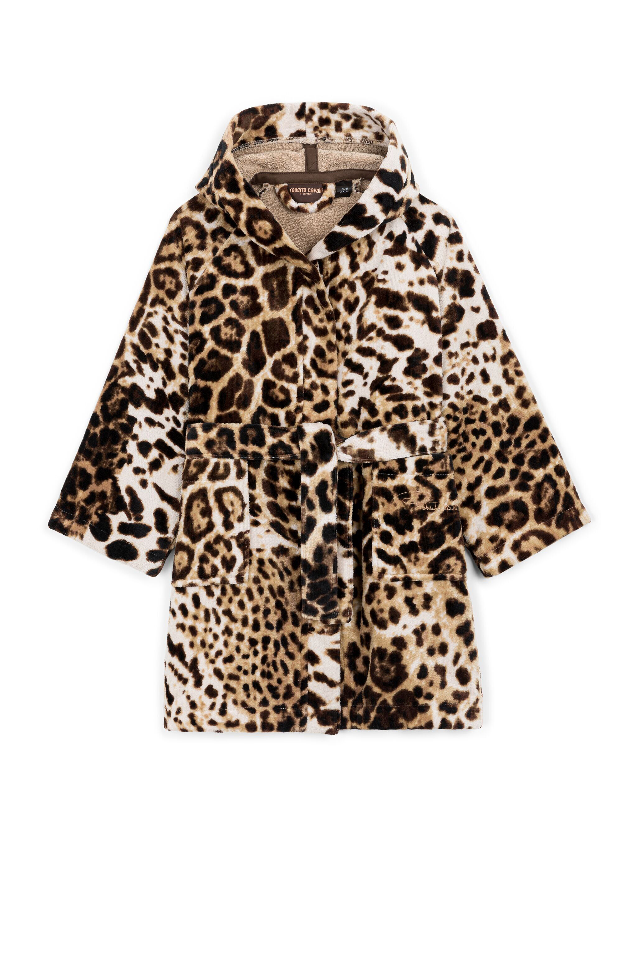 RC Leopard-Print Cotton Bathrobe Brown 223150-#0000