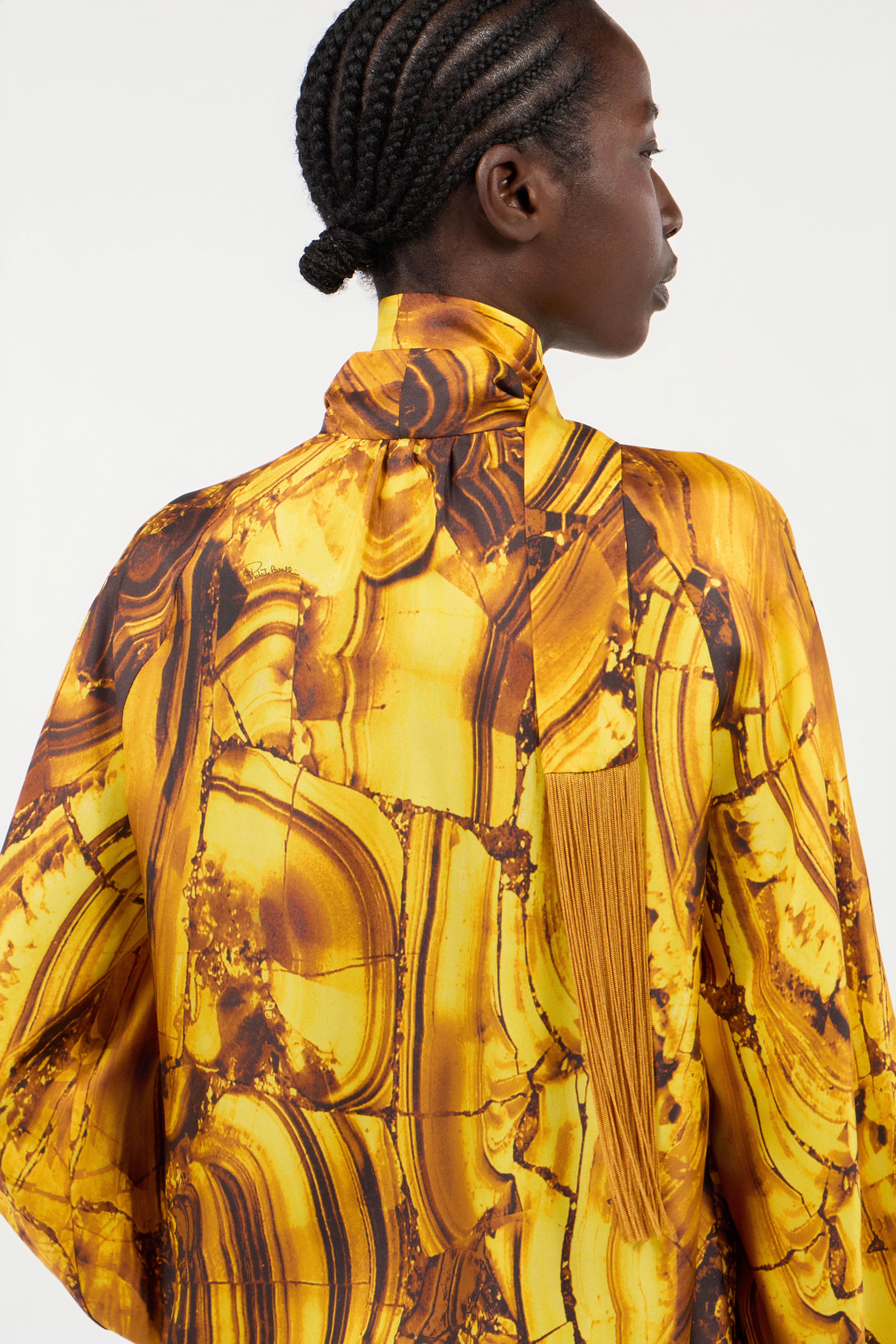 RC Tigereye Print Silk Shirt AMBRA/NERO VKT700-4QP74