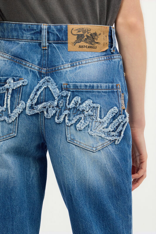 JC Cropped Jeans With Logo On The Back Light blue UFJ007-UF134