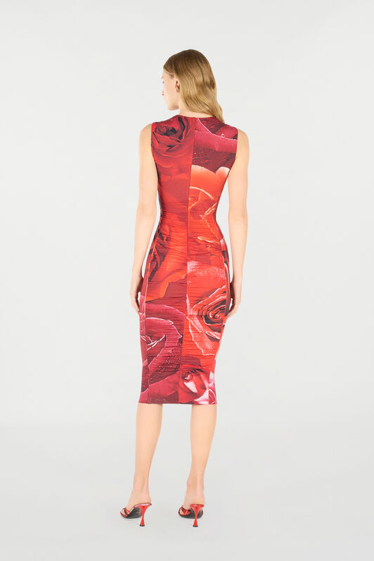 RC Robe Midi À Imprimé Roses Rouge UKT147-LNN48