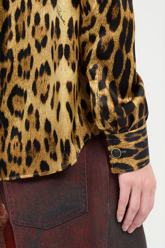 RC Silk Shirt with Jaguar Skin Print Marron VWT700-TYQ71