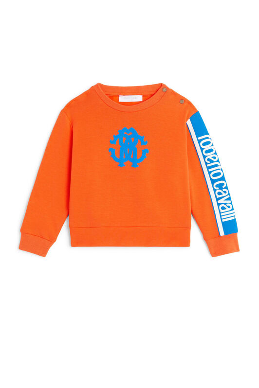 JU Logo-print crew-neck sweatshirt FLAME ORANGE LJT90B-CF027