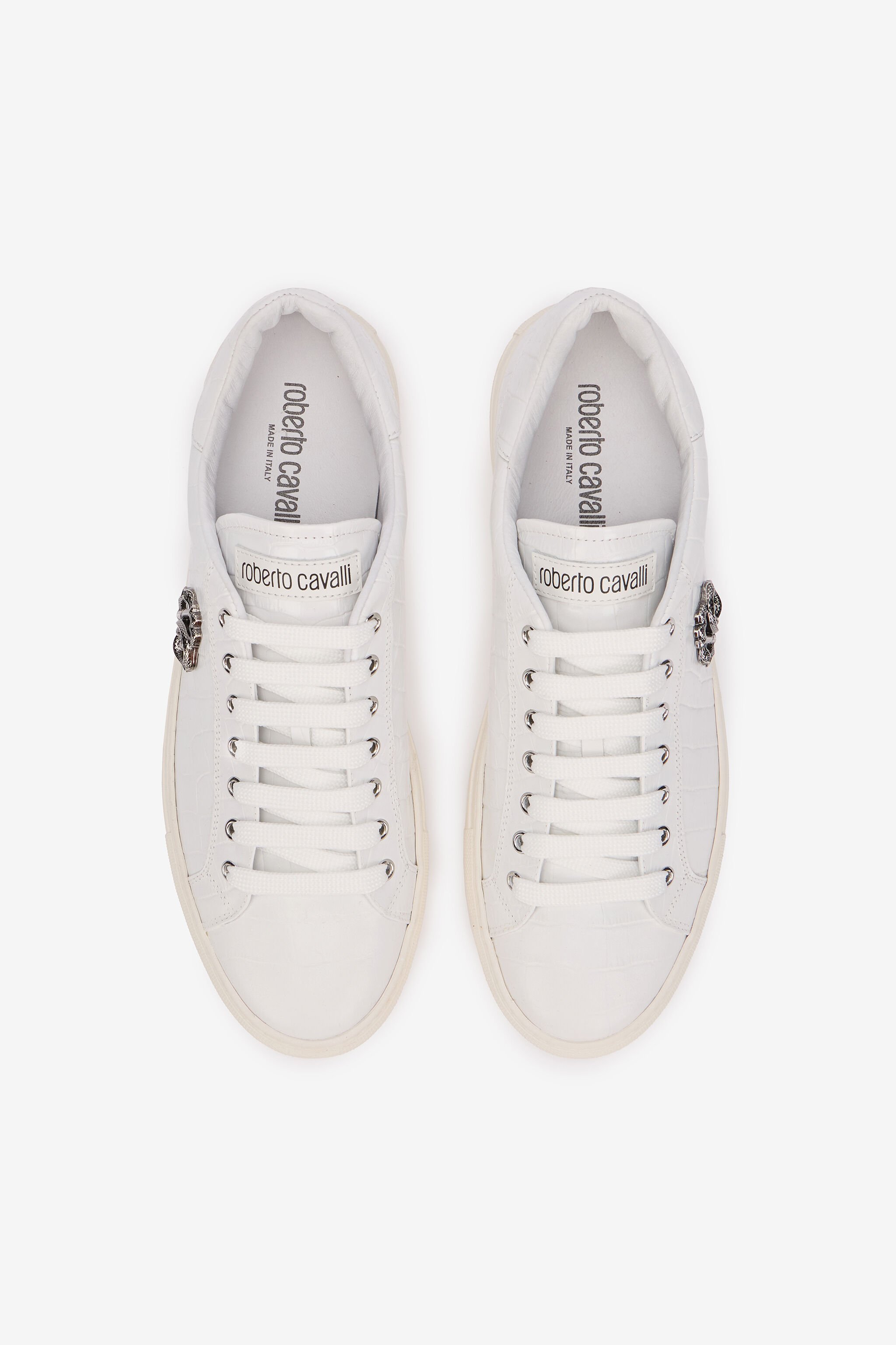 RC White Croc-Effect Sneaker with Monogram RC WHITE QOS00C-PZ577