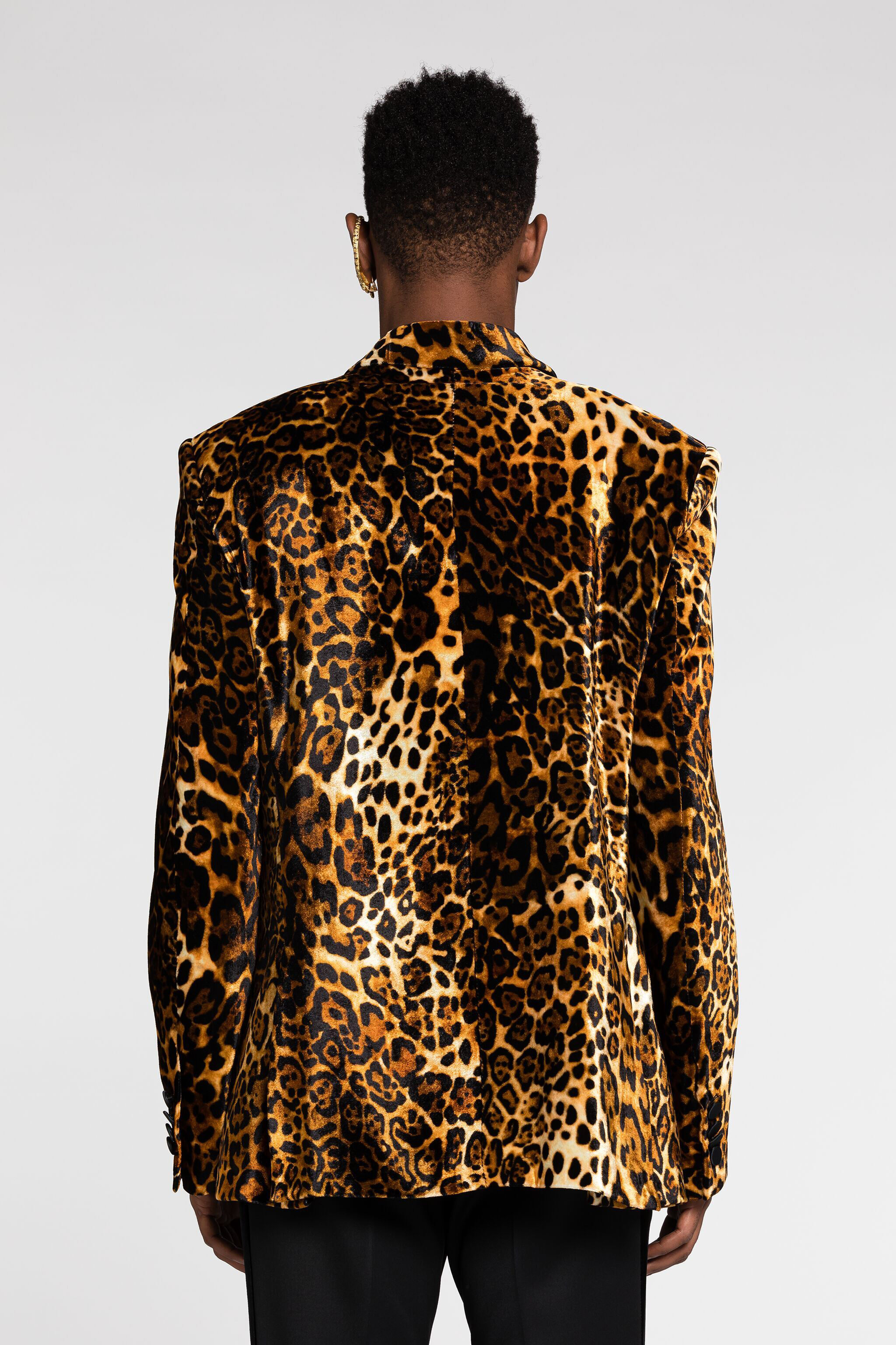 RC Leopard-Print Double-Breasted Blazer Dark brown RRT420-3RF40