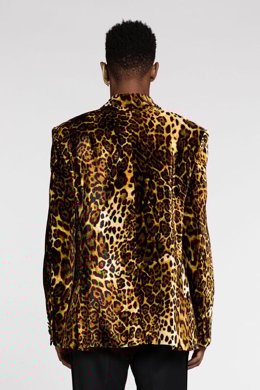 RC Leopard-Print Double-Breasted Blazer RC Leopard-Print Double-Breasted Blazer Dark brown RRT420-3RF40
