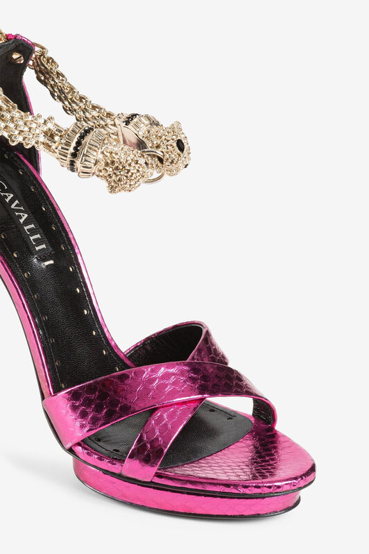 RC Crystal-Embellished Panther Head Sandals Purple OQS032-PA001