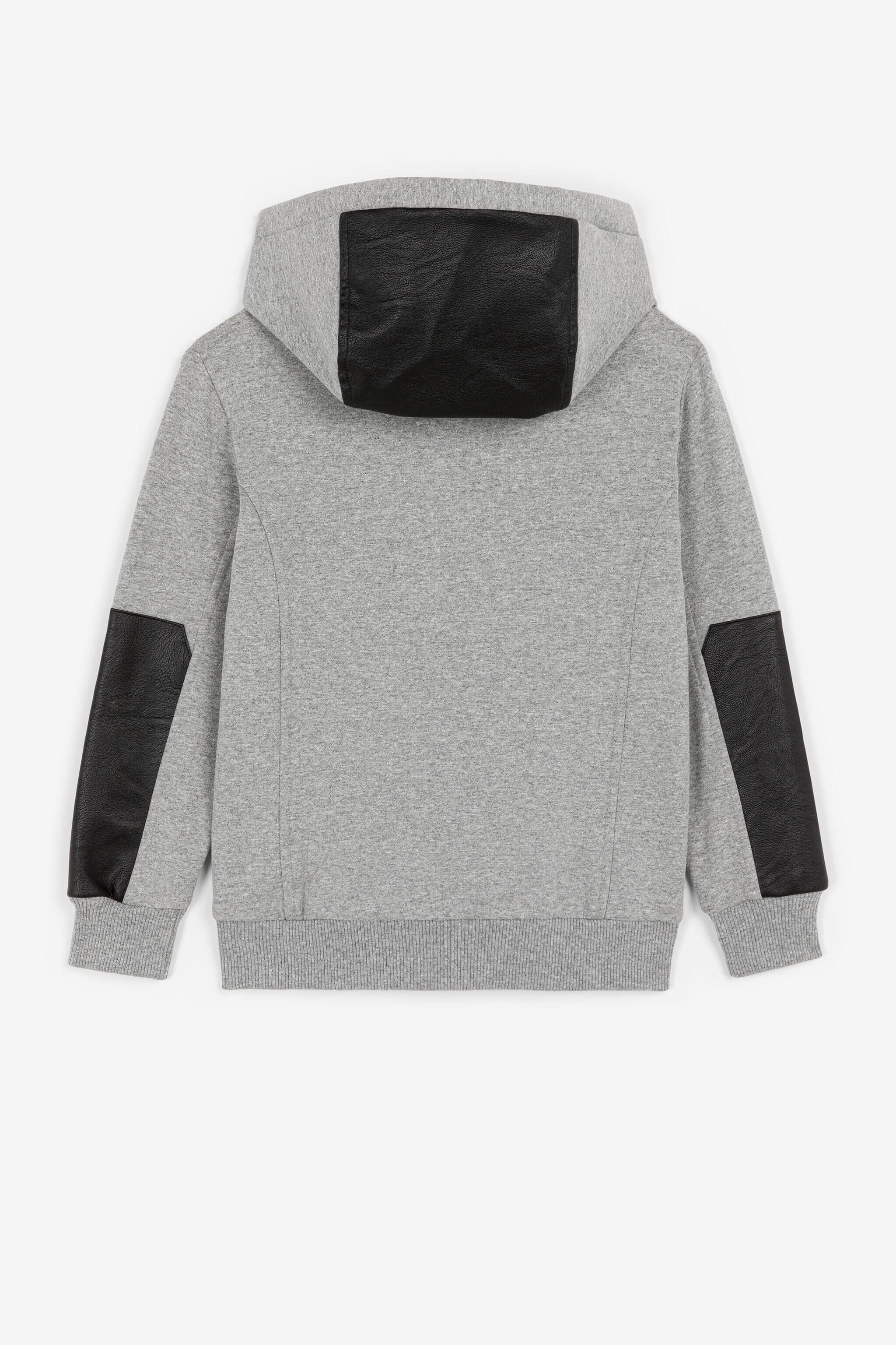 JU Sweatshirt mit Leoparden-Futter Grau PJT933-CF050