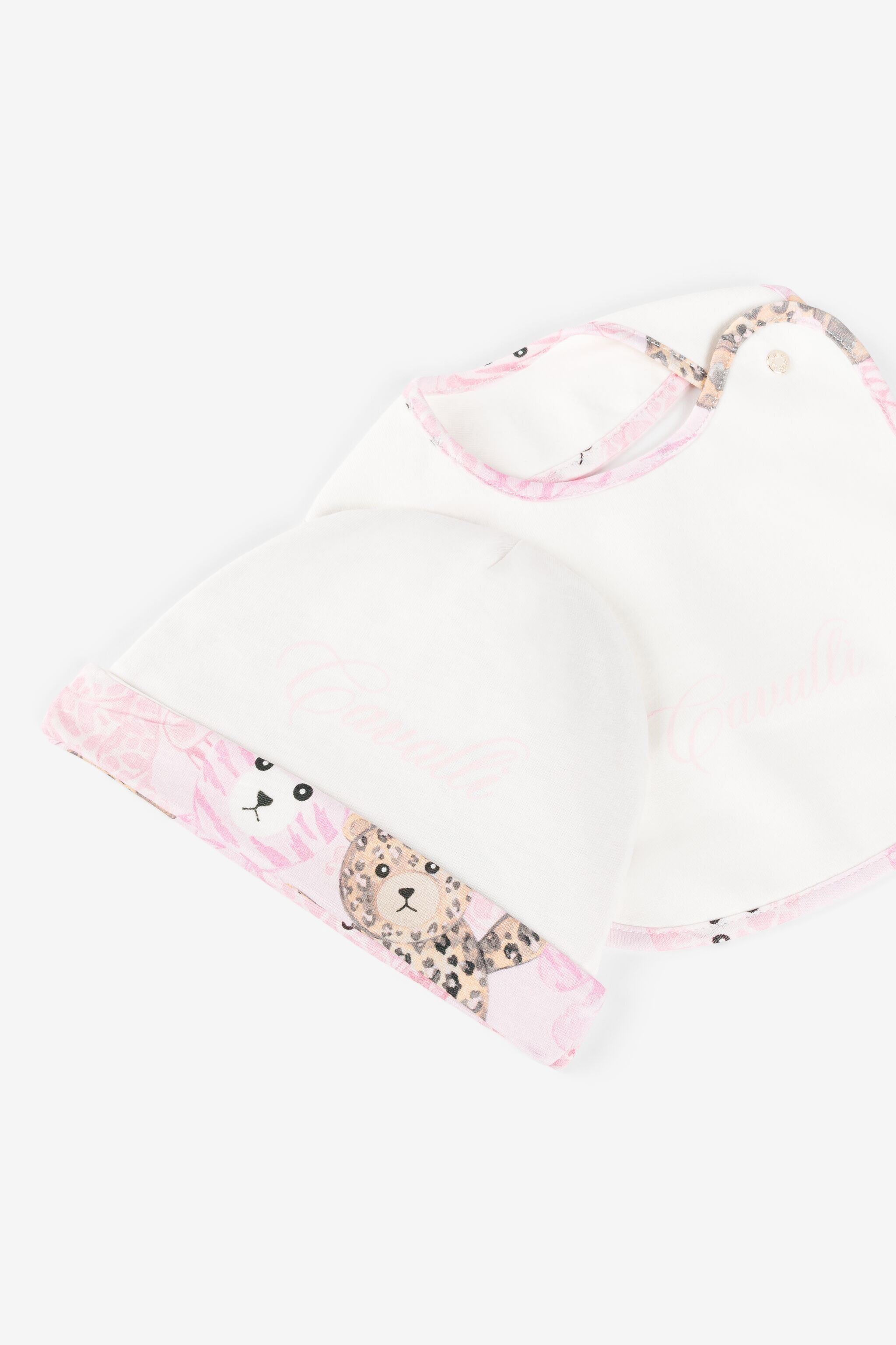 JU Teddy Bear-Print Cotton Babygrow Set Pink RJT803-JD001