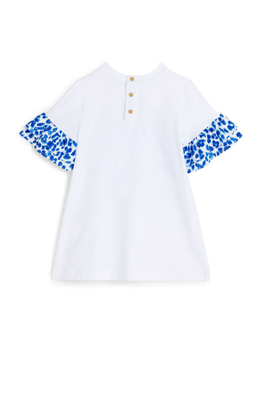 JU Leopard-print T-shirt dress WHITE/BLUE MJT151-JV025