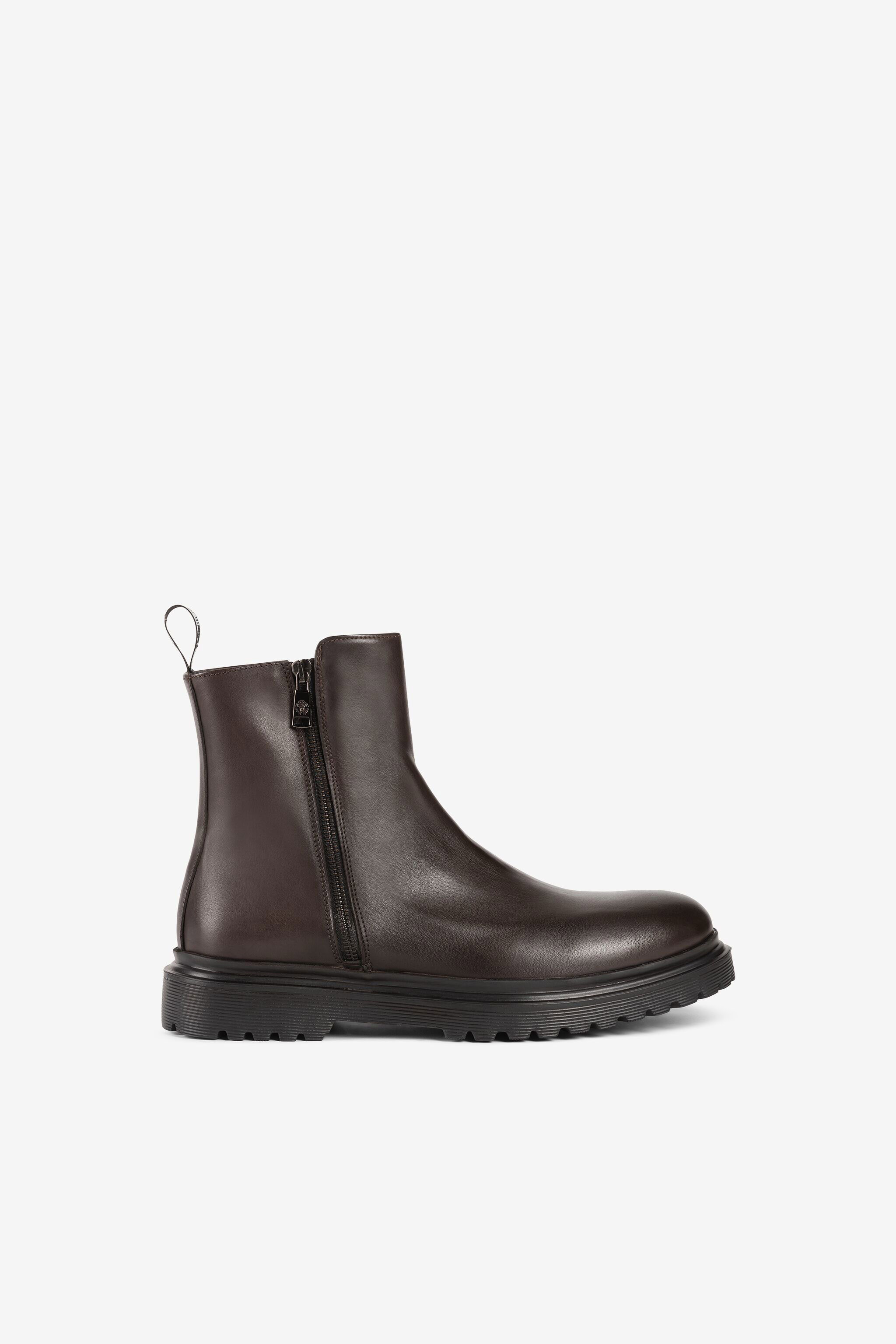 RC Botas de cuero con cremallera Marrón oscuro JSS00S-PZ085
