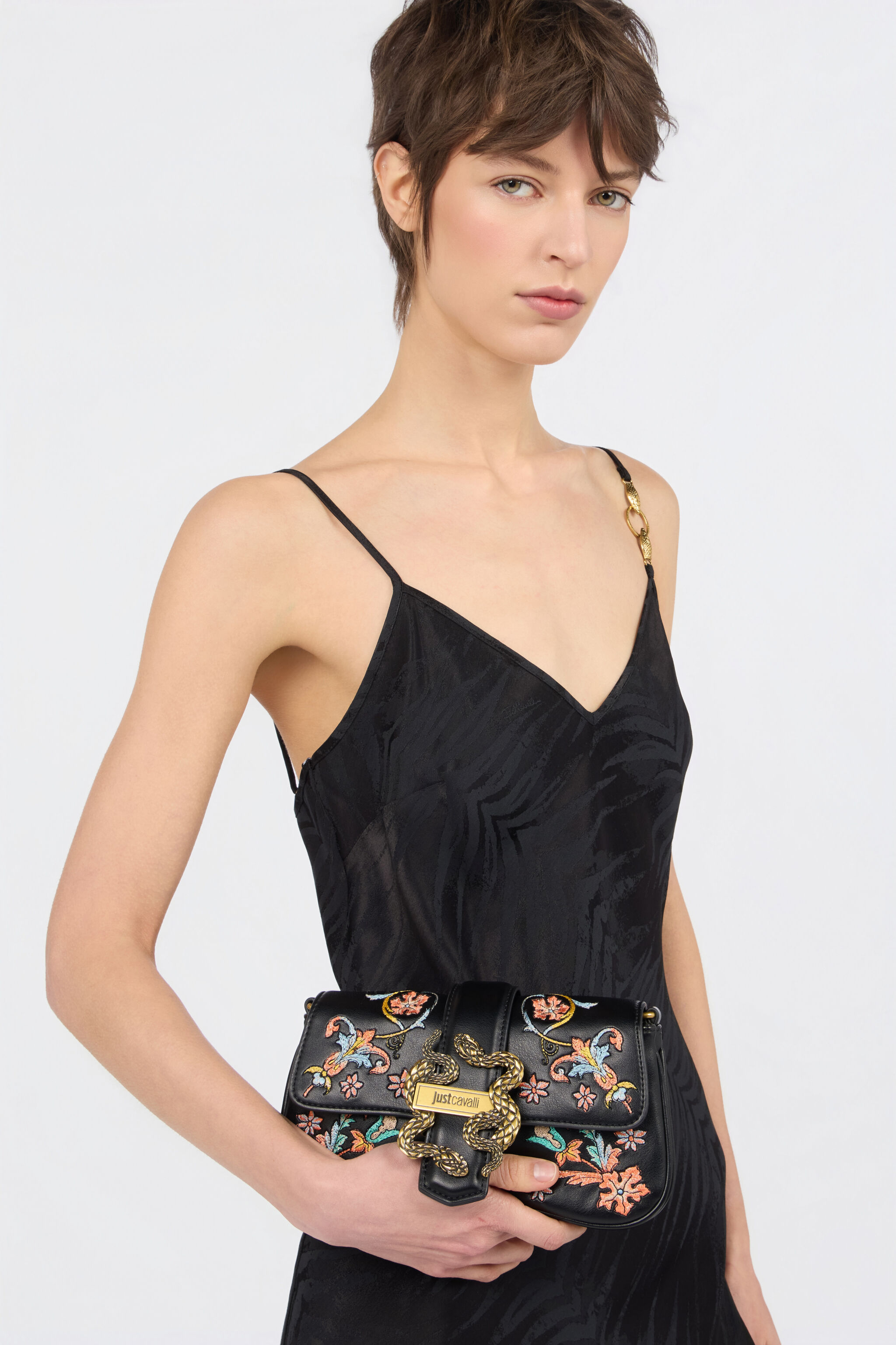 JC Crossbody Bag with Persian Tarot Embroidery BLACK WFB034-WF364