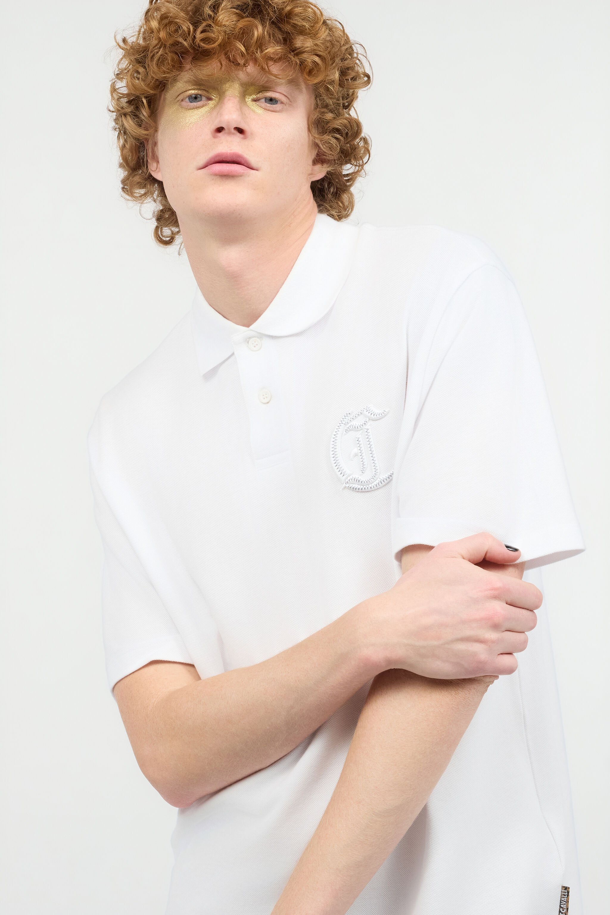 JC Polo Shirt With Embossed JC Monogram White UFT025-UF045