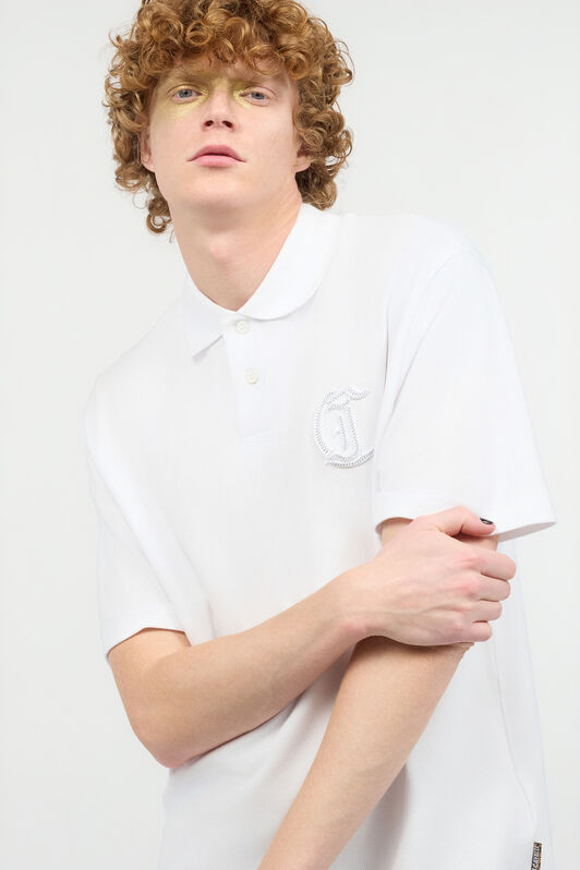 JC Polo Shirt With Embossed JC Monogram JC Polo Shirt With Embossed JC Monogram White UFT025-UF045